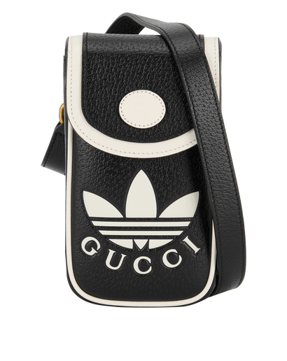 X Adidas Logo Mini Crossbody, £450, Handbags, Black/White, Leather, Front view